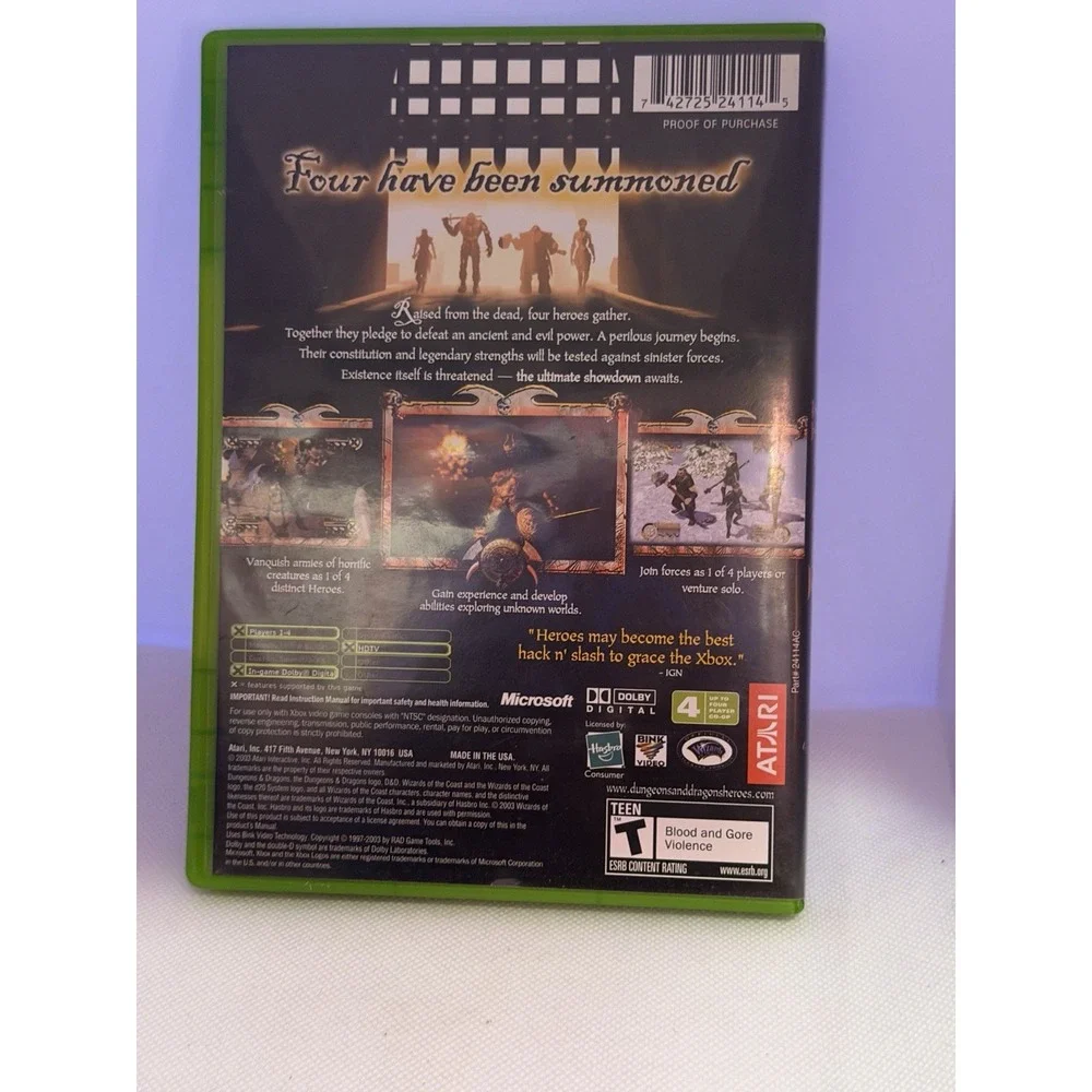 Dungeons & Dragons Heroes (Microsoft Xbox, 2003) CIB Complete W/ Manual - CLEAN